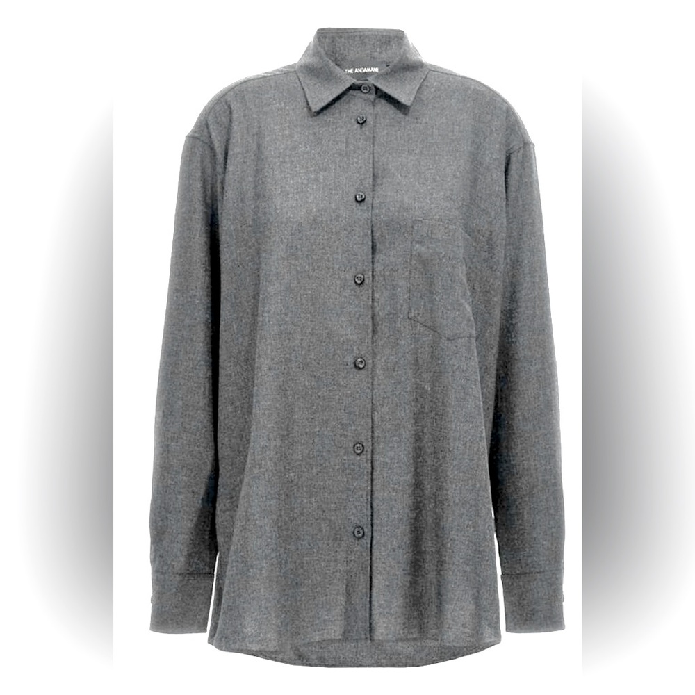 The Andamane Georgiana Wool Button Down Shirt Lined Grey IT size 40 = US 4 - 6